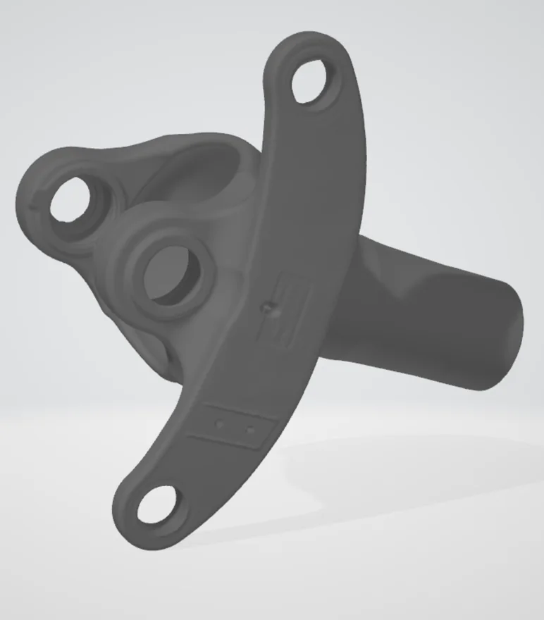 Model 3D elementu technicznego widoczny z drugiej strony